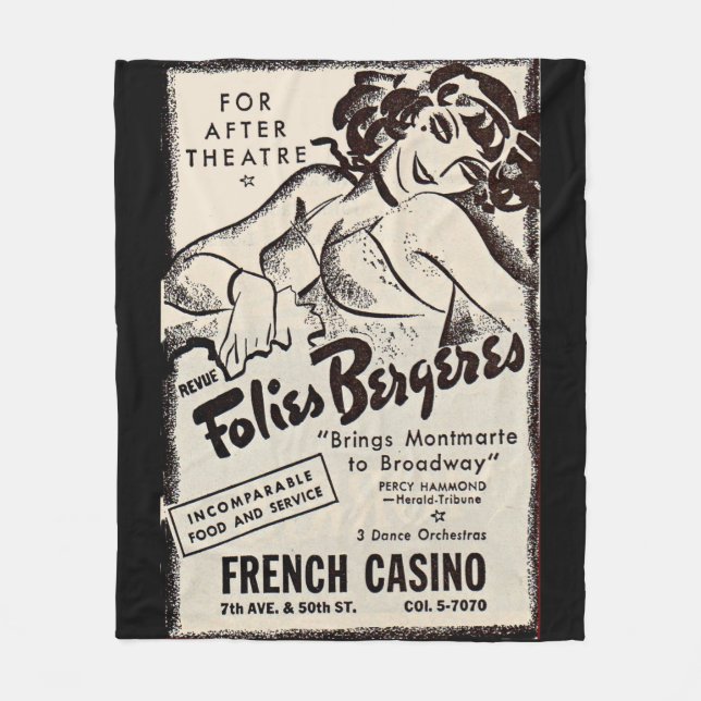 1930s Folies Bergere ad print Fleece Blanket (Front)
