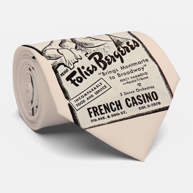 1930s Folies Bergere ad print Neck Tie (Rolled)