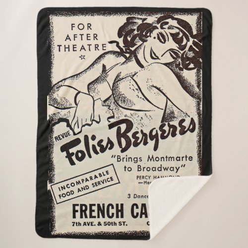 1930s Folies Bergere ad print Sherpa Blanket