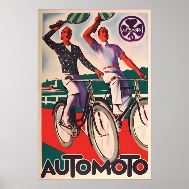 1930s French Bicycle advertisement Poster Automoto (Front)