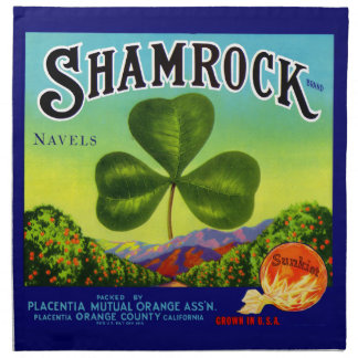 1930s fruit crate label Shamrock Navel Oranges Cloth Napkin