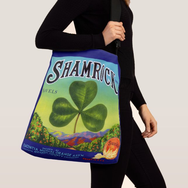 1930s fruit crate label Shamrock Navel Oranges Crossbody Bag (Close Up)