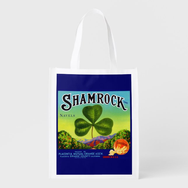 1930s fruit crate label Shamrock Navel Oranges Grocery Bag (Front)