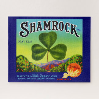 1930s fruit crate label Shamrock Navel Oranges Jigsaw Puzzle