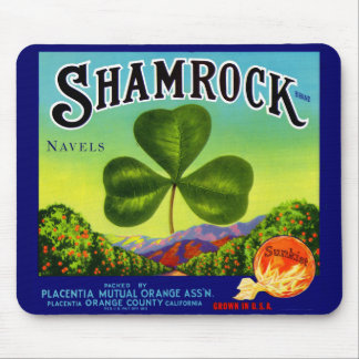 1930s fruit crate label Shamrock Navel Oranges Mouse Pad