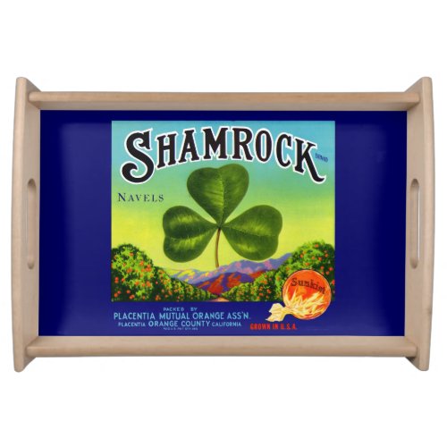 1930s fruit crate label Shamrock Navel Oranges Serving Tray