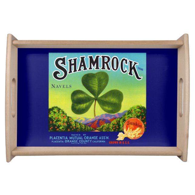 1930s fruit crate label Shamrock Navel Oranges Serving Tray (Front)