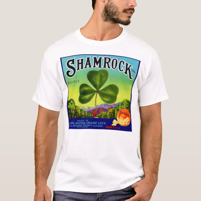 1930s fruit crate label Shamrock Navel Oranges T-Shirt (Front)