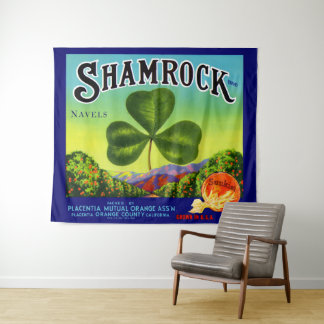 1930s fruit crate label Shamrock Navel Oranges Tapestry