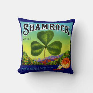 1930s fruit crate label Shamrock Navel Oranges Throw Pillow