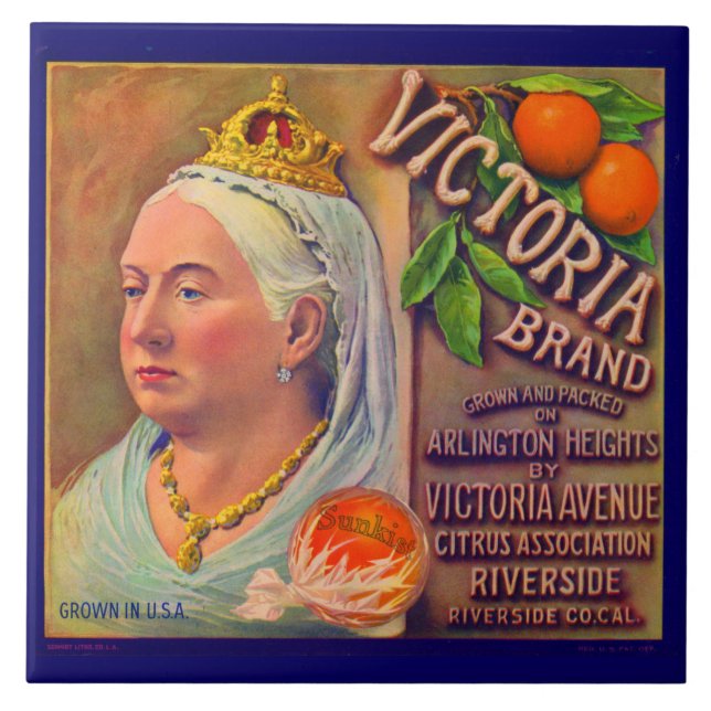 1930s fruit crate label Victoria brand oranges Ceramic Tile (Front)