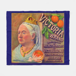 1930s fruit crate label Victoria brand oranges Fleece Blanket