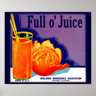 1930s Full o’ Juice orange crate label Poster