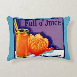 1930s Full o’ Juice orange crate label print Accent Pillow