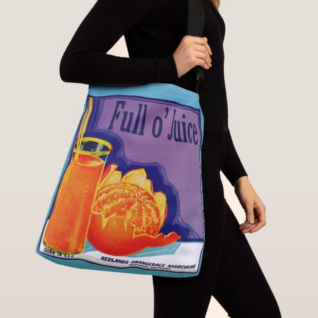 1930s Full o’ Juice orange crate label print Crossbody Bag (Close Up)