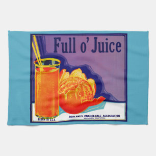 1930s Full o’ Juice orange crate label print Kitchen Towel