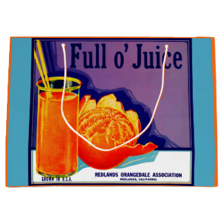 1930s Full o’ Juice orange crate label print Large Gift Bag