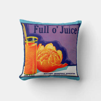 1930s Full o’ Juice orange crate label print Throw Pillow