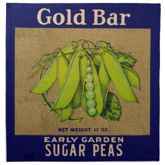 1930s Gold Bar sugar peas can label Cloth Napkin