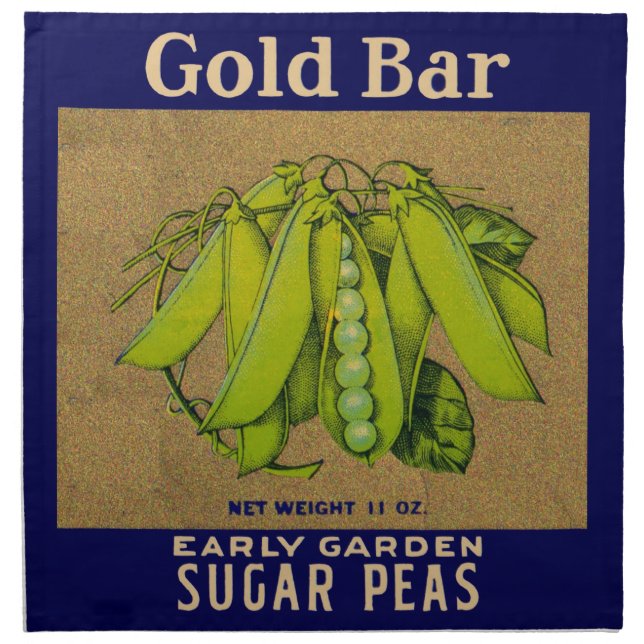 1930s Gold Bar sugar peas can label Cloth Napkin (Front)