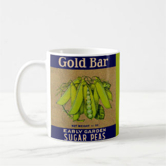 1930s Gold Bar sugar peas can label Coffee Mug