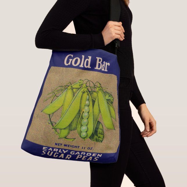 1930s Gold Bar sugar peas can label Crossbody Bag (Close Up)