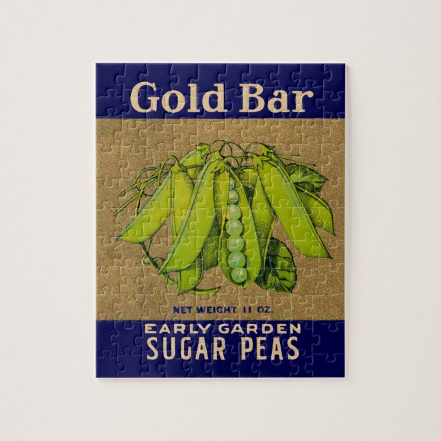1930s Gold Bar sugar peas can label Jigsaw Puzzle (Vertical)