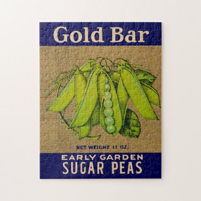 1930s Gold Bar sugar peas can label Jigsaw Puzzle (Vertical)