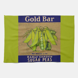 1930s Gold Bar sugar peas can label Kitchen Towel