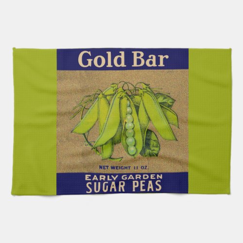 1930s Gold Bar sugar peas can label Kitchen Towel