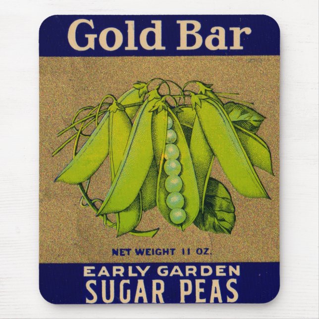 1930s Gold Bar sugar peas can label Mouse Pad (Front)