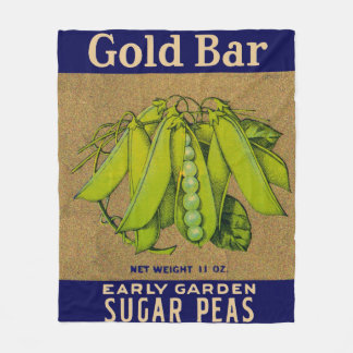 1930s Gold Bar sugar peas can label print Fleece Blanket