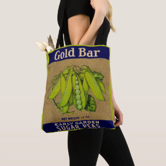 1930s Gold Bar sugar peas can label print Tote Bag