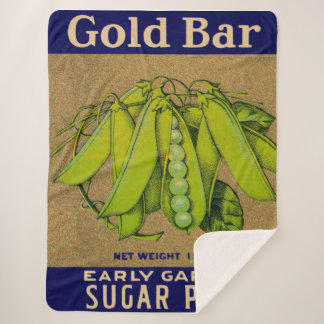 1930s Gold Bar sugar peas can label Sherpa Blanket