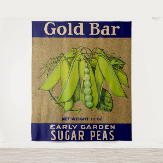 1930s Gold Bar sugar peas can label Tapestry