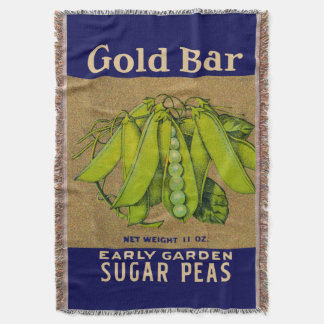 1930s Gold Bar sugar peas can label Throw Blanket