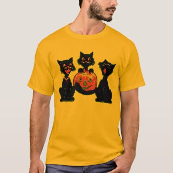 1930s Halloween Black Cats With Jack O'lantern T-shirt by Vintage_Halloween at Zazzle