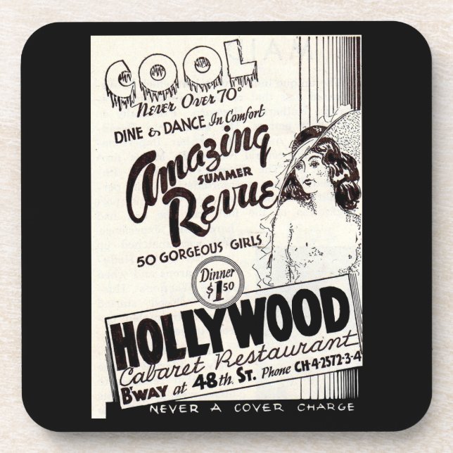 1930s Hollywood Cabaret Restaurant ad Coaster (Front)
