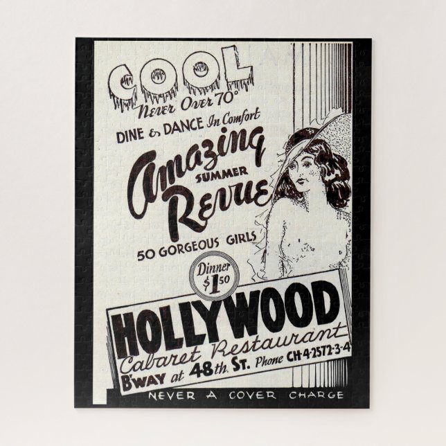 1930s Hollywood Cabaret Restaurant ad Jigsaw Puzzle (Vertical)