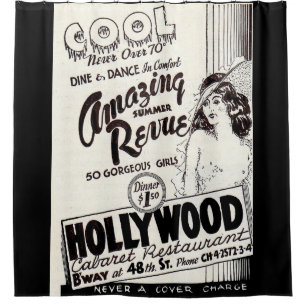 1930s Hollywood Cabaret Restaurant ad Shower Curtain