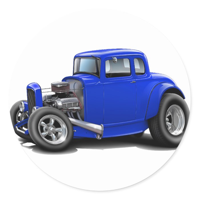 1930's Hot Rod Blue Car Sticker