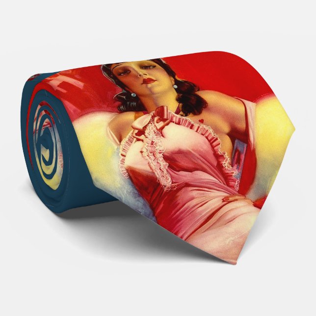 1930s hottie print  neck tie (Rolled)