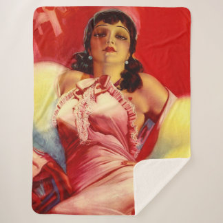 1930s hottie print sherpa blanket