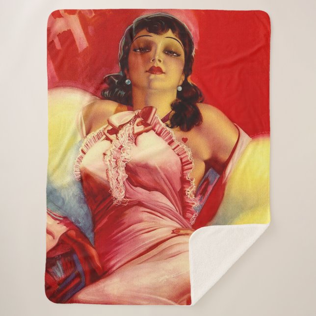 1930s hottie print sherpa blanket (Front)
