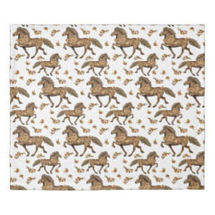 1930s Icelandic Horse and Flowers Duvet Cover