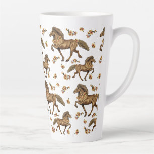 1930s Icelandic Horse and flowers Latte Mug