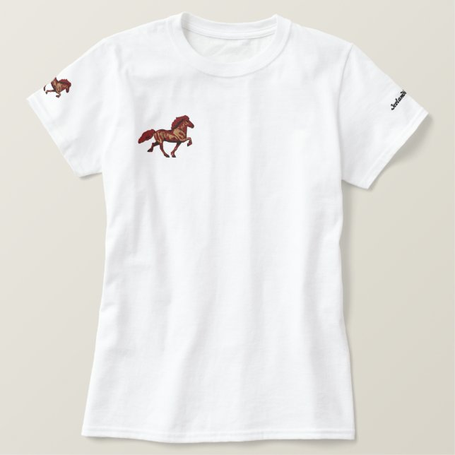 1930's Icelandic Horse Embroidery Embroidered Shirt (Design Front)