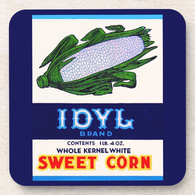 1930s Idyl Sweet Corn label Beverage Coaster (Front)