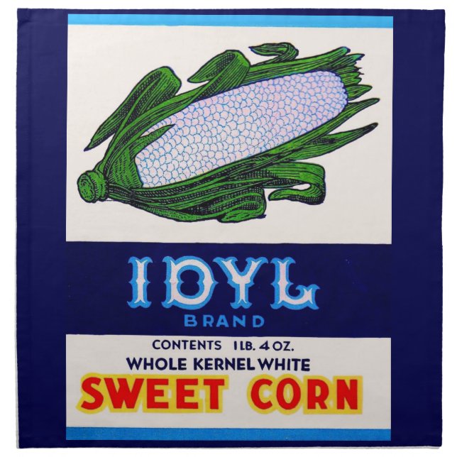 1930s Idyl Sweet Corn label Cloth Napkin (Front)