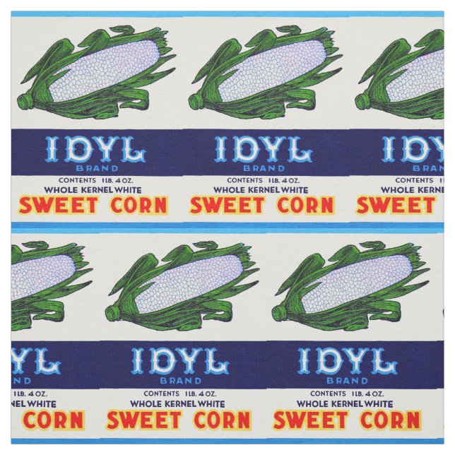 1930s Idyl Sweet Corn label print Fabric (Swatch)